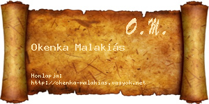 Okenka Malakiás névjegykártya
